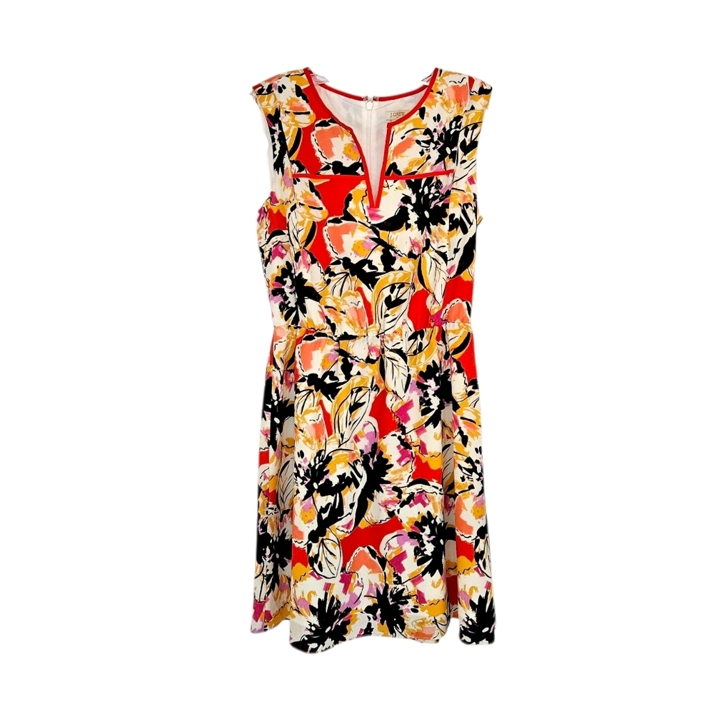 NWT J. Crew Red Floral Print V-Neck Dress